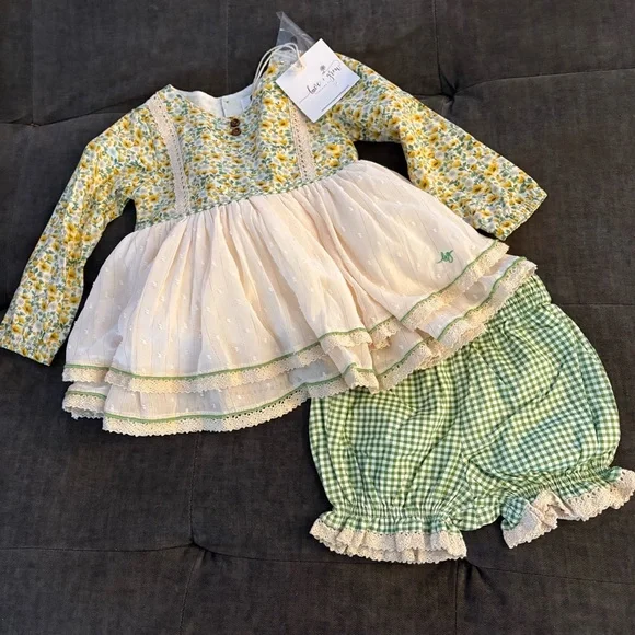 NEW Love And Grow Size 18M 18 Months Yellow Floral Fall Emery Dress Bloomers Set - Picture 1 of 9